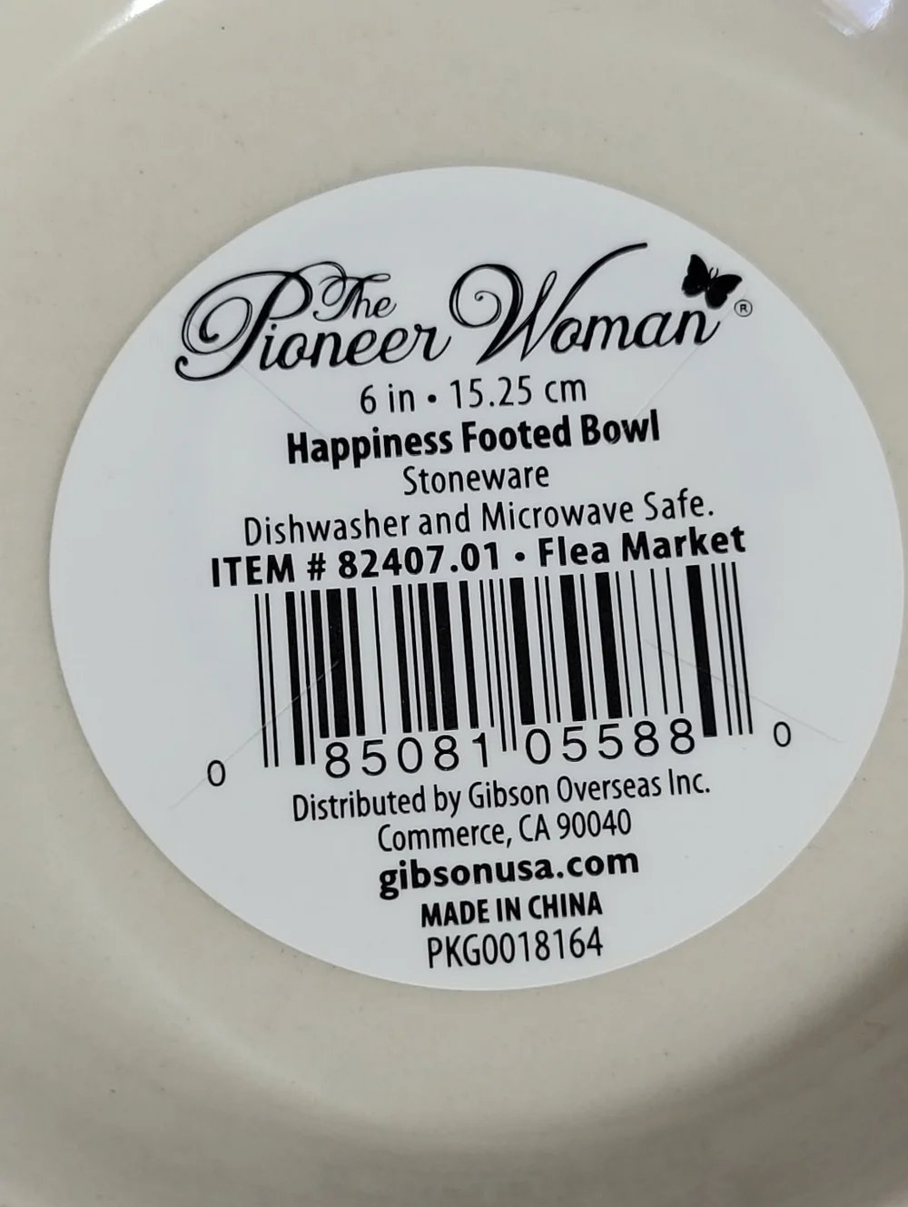 The Pioneer Woman Flea Market Happiness Footed Bowl Soup Cereal Farmhouse NEW